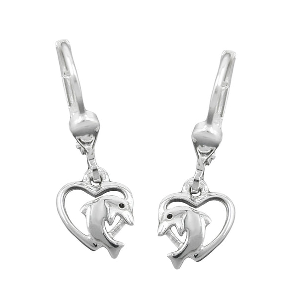 Brisur, Herz mit Delfin, Silber 925