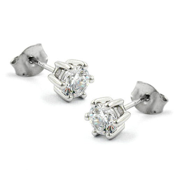 Stecker, 5mm Zirkonia weiß, Silber 925