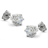 Stecker, 6mm Zirkonia weiß, Silber 925