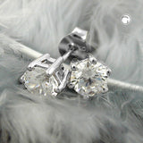 Stecker, 6mm Zirkonia weiß, Silber 925