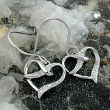 Ohrhaken, Herz mit Zirkonia, Silber 925