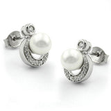 Stecker, Perle mit Zirkonia, Silber 925