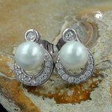 Stecker, Perle mit Zirkonia, Silber 925