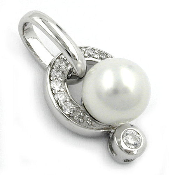 Anhänger, Perle mit Zirkonia, Silber 92