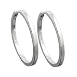 Creole 26x2mm Klappscharnier gerade Kanten glänzend rhodiniert Silber 925