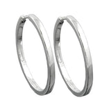 Creole 26x2mm Klappscharnier gerade Kanten glänzend rhodiniert Silber 925