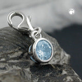 Anhänger Charm Glas-aquablau Silber 925
