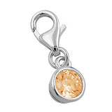 Anhänger 5mm Charm Zirkonia topas rhodiniert Silber 925