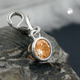 Anhänger 5mm Charm Zirkonia topas rhodiniert Silber 925