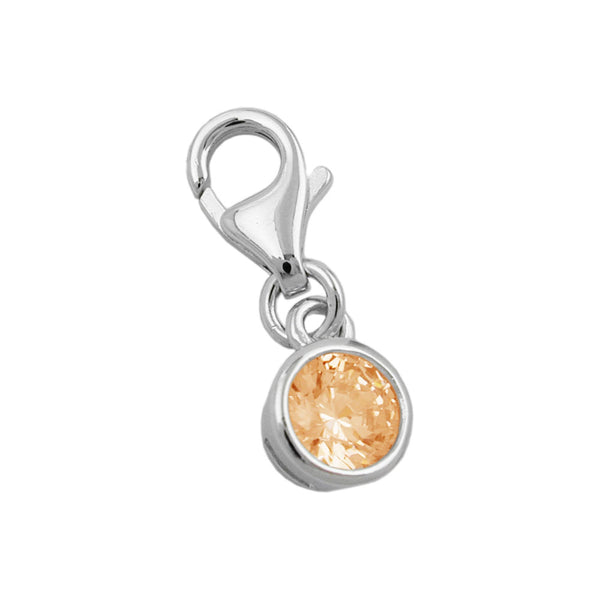 Anhänger 5mm Charm Zirkonia topas rhodiniert Silber 925