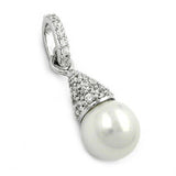 Anhänger, Perle mit Zirkonia, Silber 925