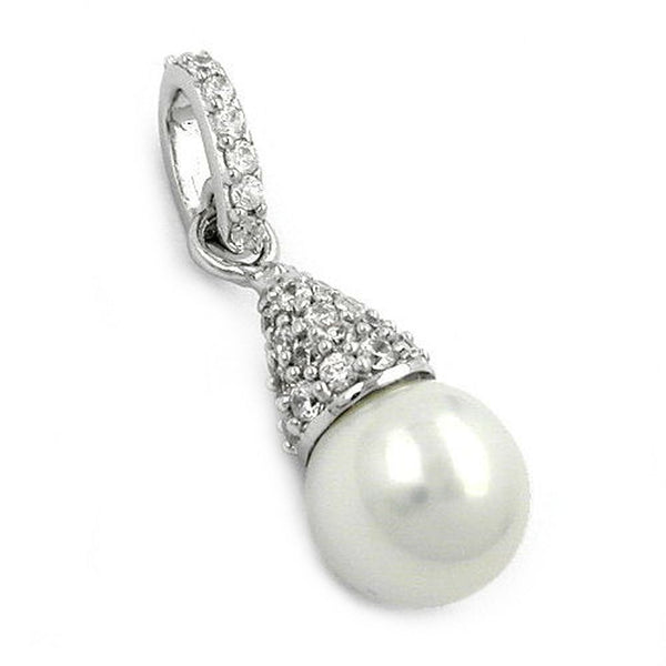 Anhänger, Perle mit Zirkonia, Silber 925