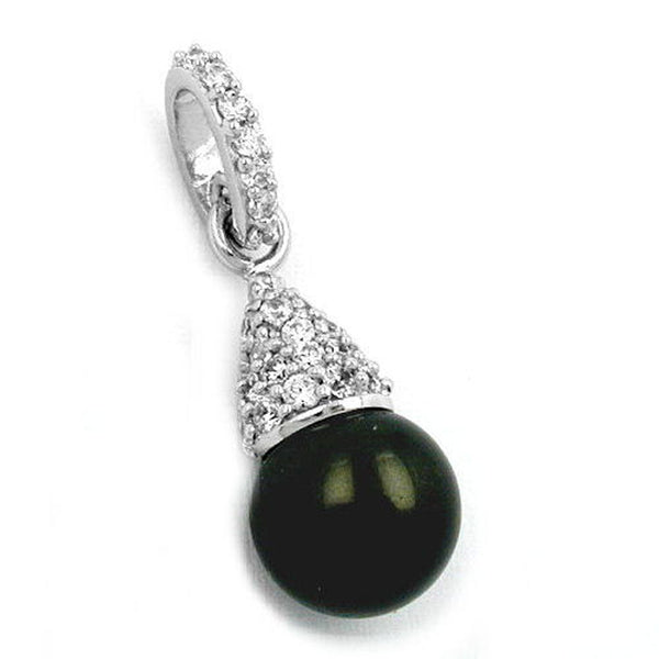 Anhänger, Perle mit Zirkonia, Silber 925