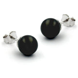 Stecker, 8mm Perle schwarz Silber 925