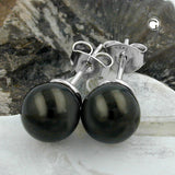 Stecker, 8mm Perle schwarz Silber 925
