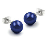 Stecker, 8mm Perle blau, Silber 925