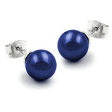 Stecker, 8mm Perle blau, Silber 925