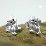 Stecker 6x5mm Kinderohrring Katze matt-glänzend Silber 925