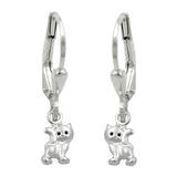 Ohrbrisur Ohrhänger Ohrringe 21x5mm Katze matt-glänzend Silber 925