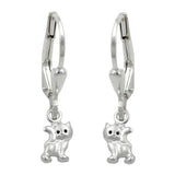 Ohrbrisur Ohrhänger Ohrringe 21x5mm Katze matt-glänzend Silber 925