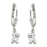 Ohrbrisur Ohrhänger Ohrringe 21x5mm Katze matt-glänzend Silber 925