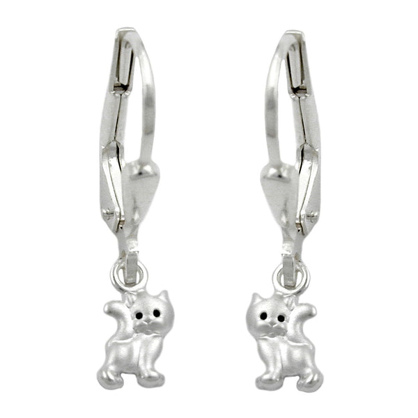 Ohrbrisur Ohrhänger Ohrringe 21x5mm Katze matt-glänzend Silber 925