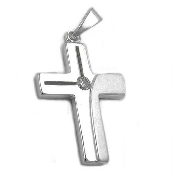 Anhänger, Kreuz glänzend, Silber 925