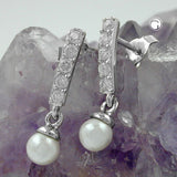 Stecker, Zirkonia mit Perle, Silber 925