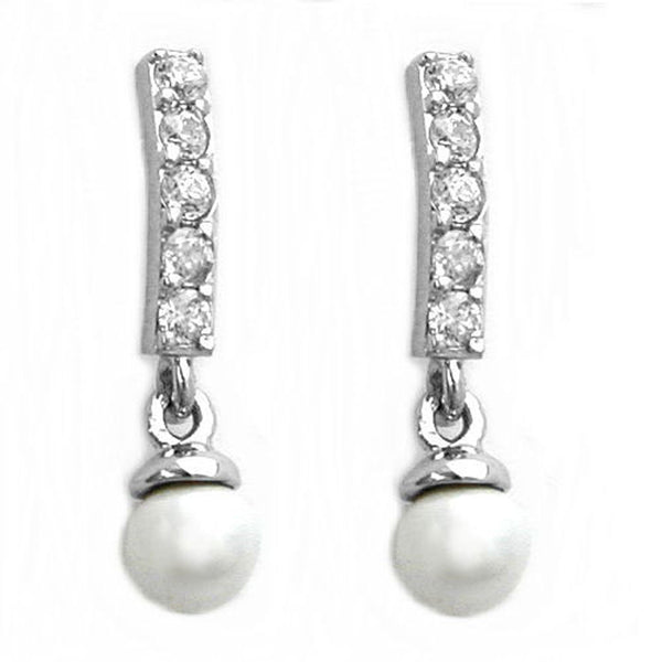 Stecker, Zirkonia mit Perle, Silber 925
