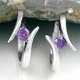 Creole 14x2mm Klappscharnier Zirkonia amethyst rhodiniert Silber 925