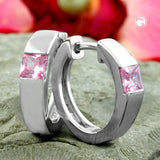 Creole, Zirkonia rosa-pink, Silber 925