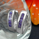 Creole 13x3,5mm Zirkonias amethyst rhodiniert Silber 925