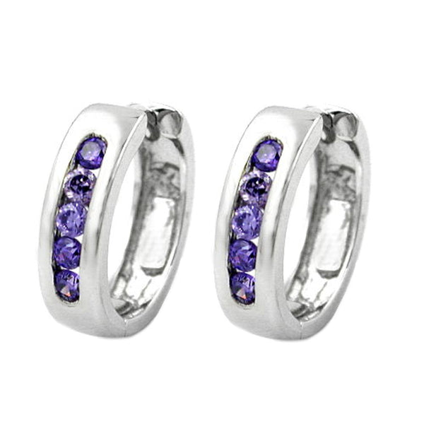Creole 13x3,5mm Zirkonias amethyst rhodiniert Silber 925