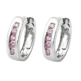 Creole 13x3,5mm Klappscharnier Zirkonias pink rhodiniert Silber 925