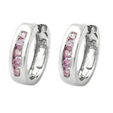 Creole 13x3,5mm Klappscharnier Zirkonias pink rhodiniert Silber 925