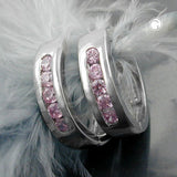 Creole 13x3,5mm Klappscharnier Zirkonias pink rhodiniert Silber 925