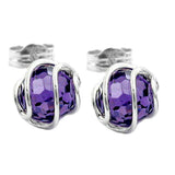 Stecker 7mm Zirkonia amethyst umwickelt Silber 925