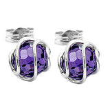 Stecker 7mm Zirkonia amethyst umwickelt Silber 925