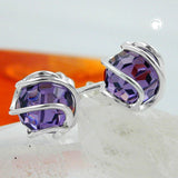 Stecker 7mm Zirkonia amethyst umwickelt Silber 925