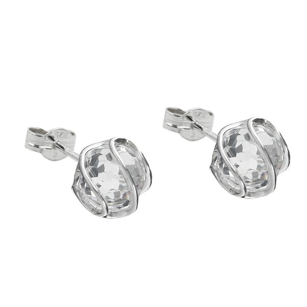Stecker 7mm Zirkonia weiß transparent umwickelt Silber 925