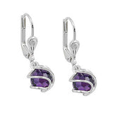 Ohrbrisur Ohrhänger Ohrringe 23x7,5mm facettierte Kugel Zirkonia amethyst umwickelt Silber 925
