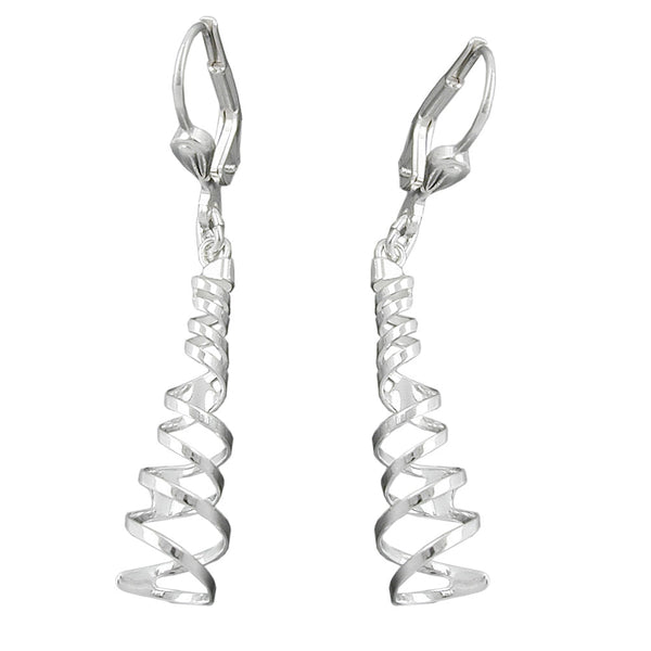 Ohrbrisur Ohrhänger Ohrringe 40x7mm Spirale-durchbrochen Silber 925