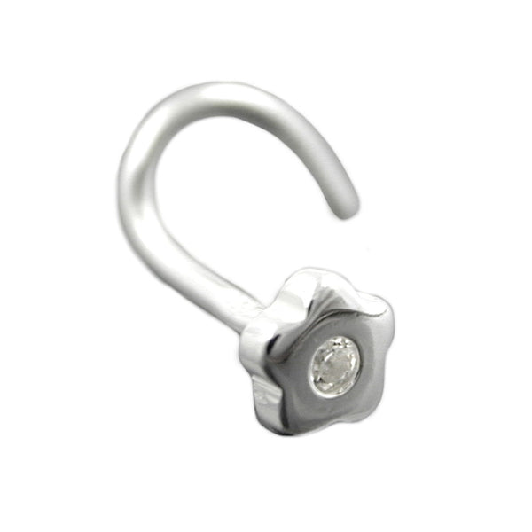 Nasenstecker 3,5mm Blume mit Zirkonia und Spirale Silber 925