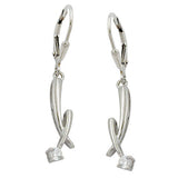 Ohrbrisur Ohrhänger Ohrringe 39x7mm mit Zirkonia glänzend rhodiniert Silber 925
