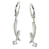 Ohrbrisur Ohrhänger Ohrringe 39x7mm mit Zirkonia glänzend rhodiniert Silber 925