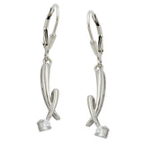 Ohrbrisur Ohrhänger Ohrringe 39x7mm mit Zirkonia glänzend rhodiniert Silber 925