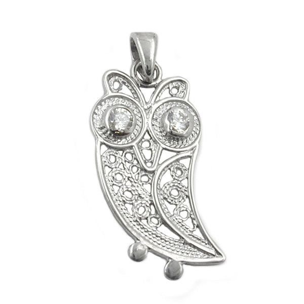Anhänger, Eule rhodiniert, Silber 925