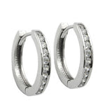 Creole 14x2mm Klappscharnier mit vielen Zirkonias rhodiniert Silber 925