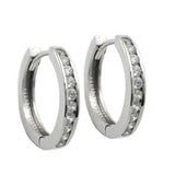 Creole 14x2mm Klappscharnier mit vielen Zirkonias rhodiniert Silber 925