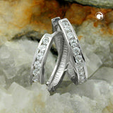 Creole 14x2mm Klappscharnier mit vielen Zirkonias rhodiniert Silber 925